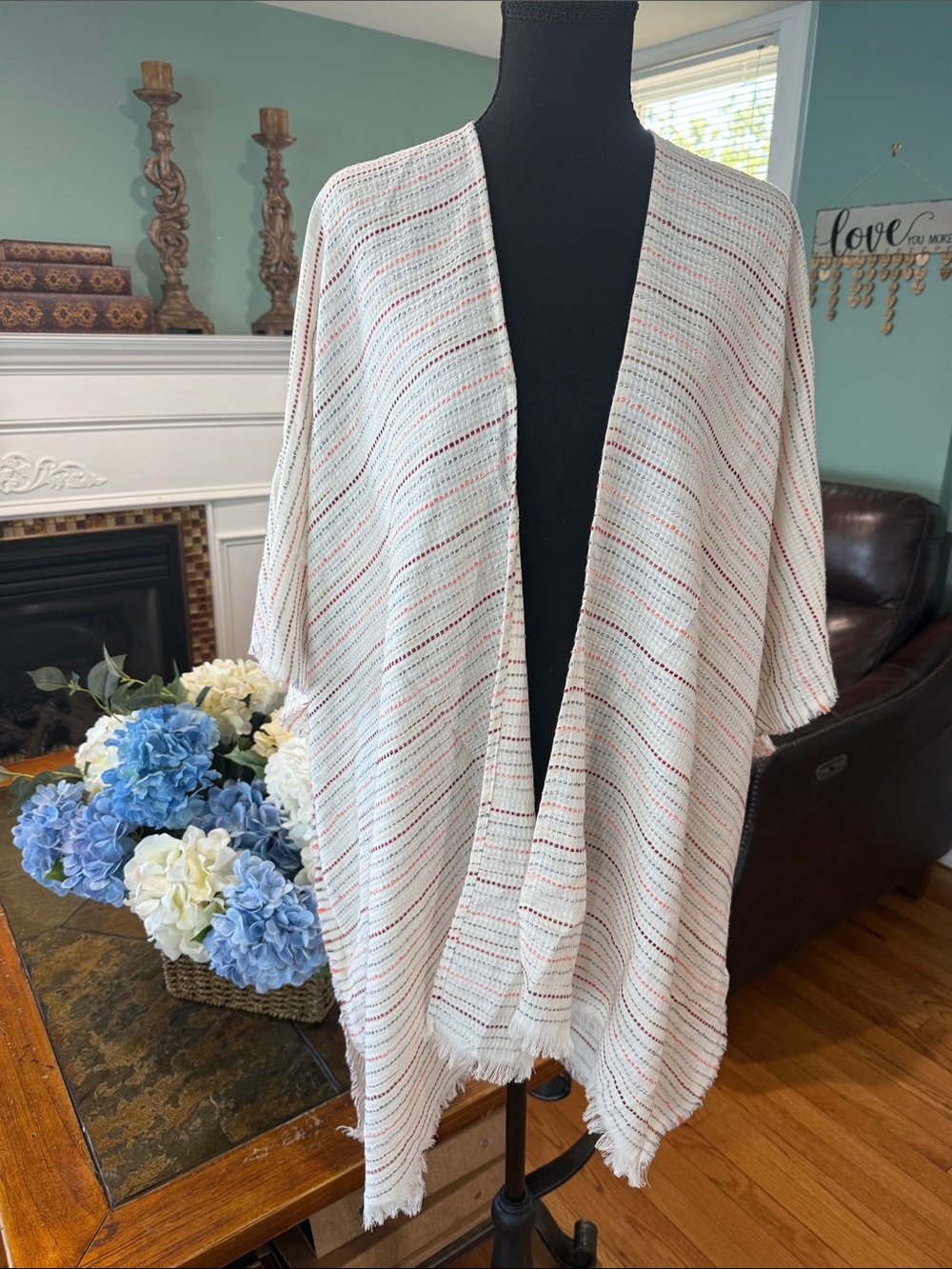 Francesca’s Hard to Find One Size Lightweight Kimono Shawl Beach Coastal